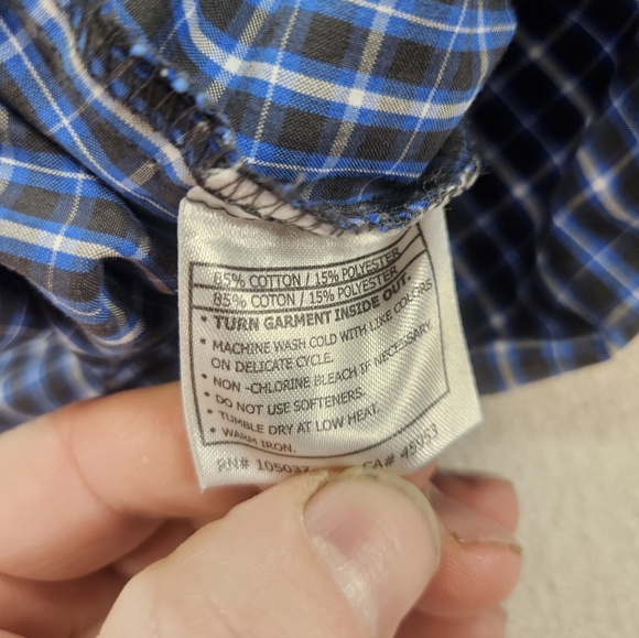 Ariat Pro Series Western Shirt Medium Blue Plaid Button Down - Picture 6 of 7